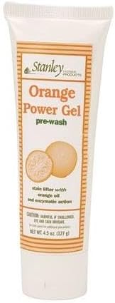 Stanley Home Products Orange Power Gel Pre Wash - Laundry Stain Remover - Spot Treat Tough Stains Works Immediately Cleans and Deodorizes Fabrics Ideal for Blood Oil Grease and More