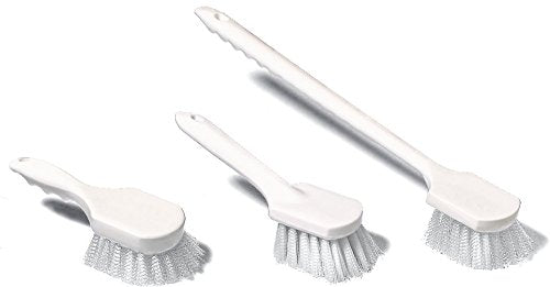SPARTA 4054500 Polyester Utility Scrub Brush, Scrub Brush, Cleaning Brush With Hanging Hole For Kitchen, Restaurant, Home , 8 X 3 Inches, White, (Pack of 12)