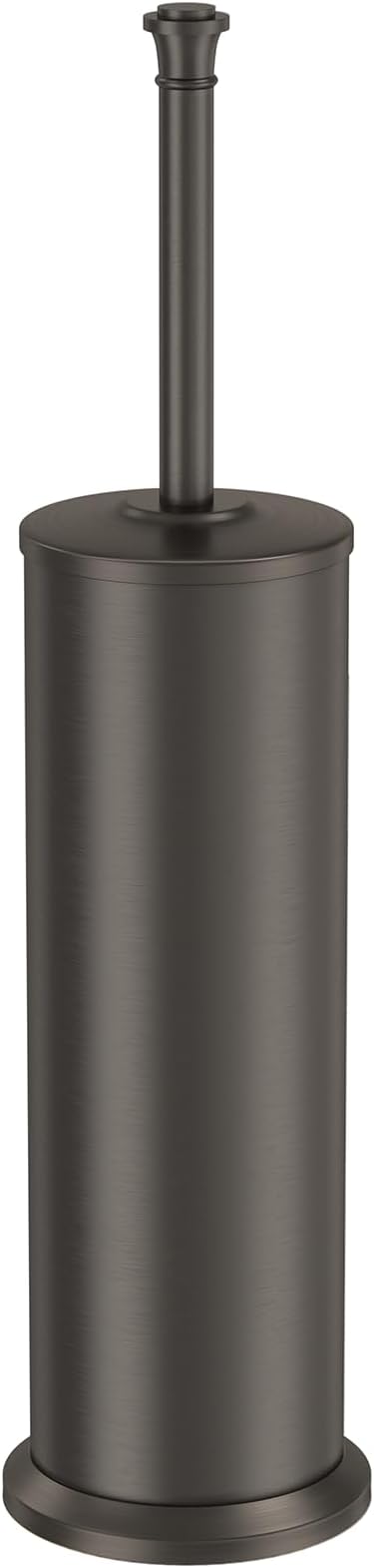 Pewter Toilet Brush and Holder,Extra Long Handled Toilet Brush for Bathroom,Stainless Steel Heavy Duty Toilet Bowl Brush,Removable Inner Bowl,Deep Cleaning Dense Bristles Cleaner Brush -Space Saving