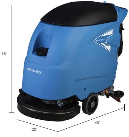 Global Industrial Commercial Electric Walk-Behind Auto Floor Scrubber, Corded, 20"W Cleaning Path & 30"W Squeegee, 12 Gal. Solution Tank, 15 Gal. Recovery Tank
