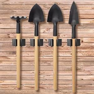 3-H Stainless Steel Broom Holder Wall Mount 4-Pack-Heavy Duty Mop Organizer, Wall Mounted Broom Storage with Secure Mounting for Laundry Garage Bathroom