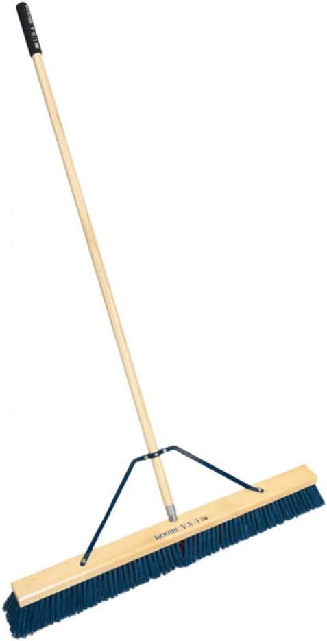 2 Pack Bundle - 24" Heavy Duty Outdoor Push Broom with 60" Handle. Ideal for Asphalt, Concrete & Heavy Debris. Durable American Made Steel Brackets-Stainless Steel Hardware. No Plastic. 100% USA Made.