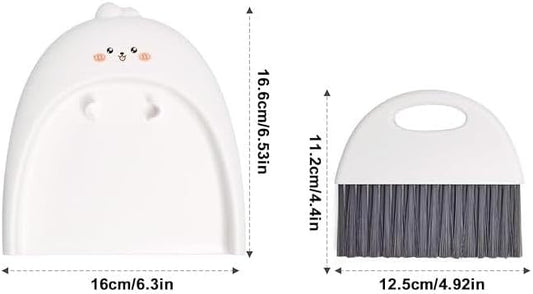 1 Set White Cute Broom and Dustpan Set, Mini Dustpan and Brush Cleaner Set,for Table Window Gaps Keyboard Kitchen Pets Nest