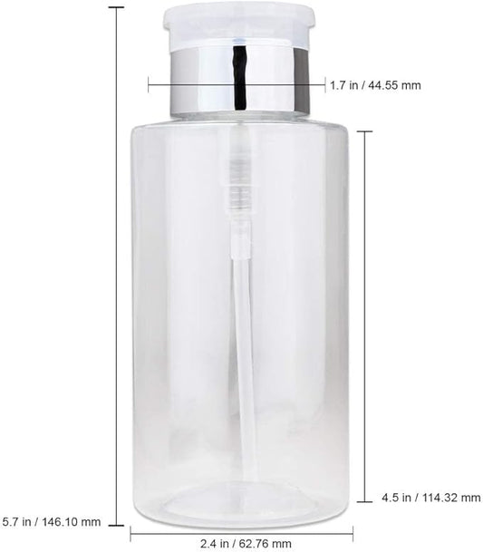10oz Silver Push-Down Dispenser Bottle - 1 Bottle - Empty Refillable Pump Bottle for Nail Polish Remover Liquid Lotion Cream