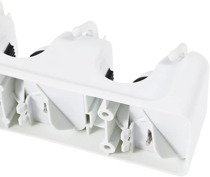 Zerodeko Mop Broom Holder Slots and Hooks for Efficient Storage Garage Garden and Kitchen Wall Mounted Organizer for Mops Brooms and Cleaning Tools White