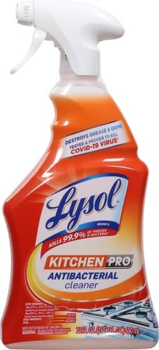Lysol Pro Kitchen Spray Cleaner and Degreaser, Antibacterial All Purpose Cleaning Spray for Kitchens, Countertops, Ovens, and Appliances, Citrus Scent, 22oz (Pack of 4)