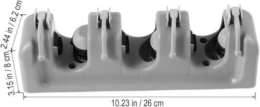 Zerodeko Umbrella Clip Mop Broom Holder Wall Mount Storage Rack 3 Ball Slots 4 Hooks Anti-slip Pad Grey