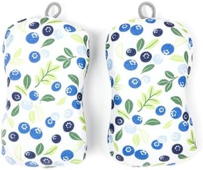 MĂkitchen Premium Microfiber Sponge Set for Dishes and Cleaning, 2 Pack, Printed (Blueberries)
