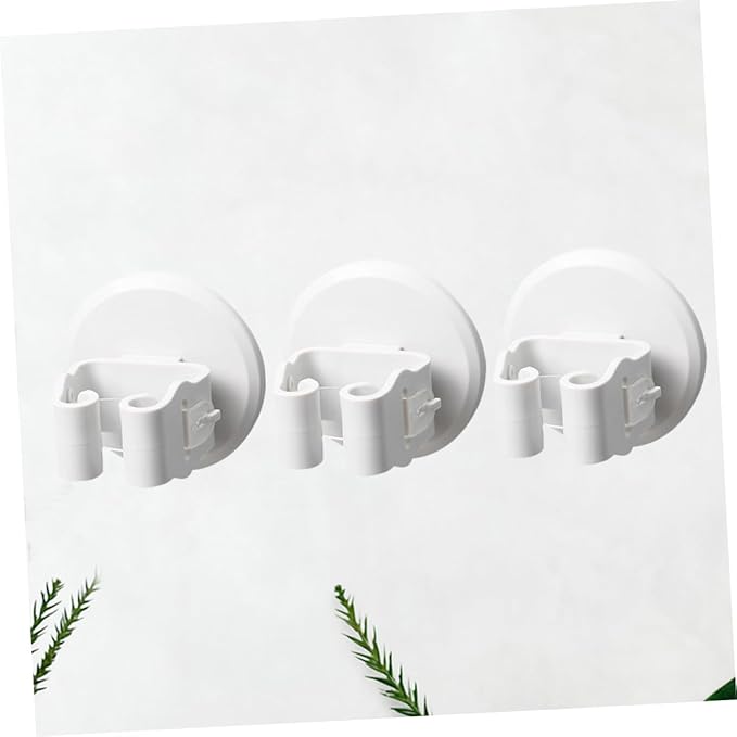 Happyyami 3pcs Mop and Broom Holder Wall-mounted Suction Cup Clamp for Cleaning Tools Broom Holder Wall Mount