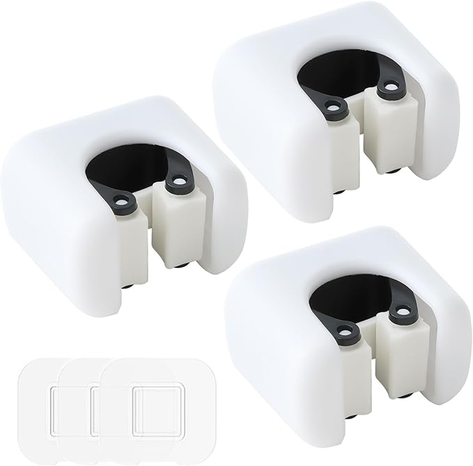 Broom Holder, Wall Mount Mop Organizer, Self-Adhesive Cleaning Supplies Hanger Rack for Bathroom Kitchen Garage Garden Space-Saving, Durable and Water-Resistant Broom Storage Solution, 3 Pack