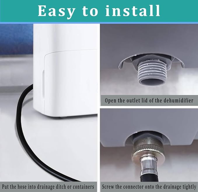 20FT Dehumidifier Drain Hose with 3/4” FHT Brass Rustproof Connector, Versatile Drain Hose Perfectly Compatible with most Dehumidifiers and 3/4” external thread outlet (Black, 20FT)