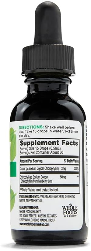 365 by Whole Foods Market, Liquid Concentrate Chlorophyll, Peppermint Flavor, 1 Fl Oz