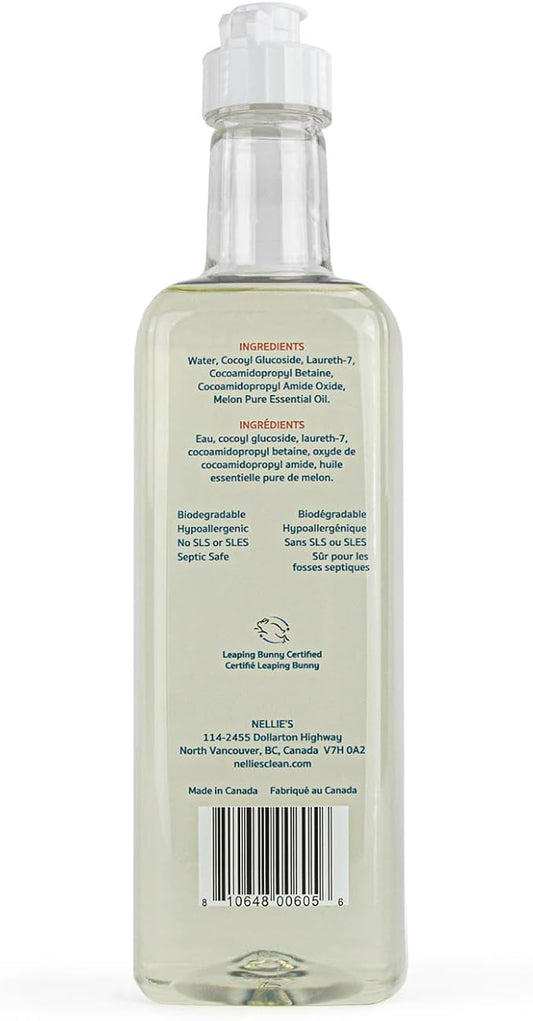 Nellie's One Soap – Melon Scent – Gentle Multi-Purpose Cleaner for Dishes, Hands & Household Surfaces – Plant-Based Formula – 19.2 oz (Made in Canada)