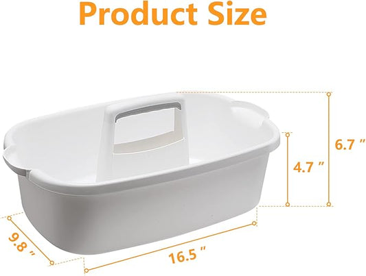 Multi-Purpose Plastic Cleaning Caddy with Handle, Shower Caddy Organizer/Storage Basket/Totes Portable for Bathroom Supplies, Cleaning Products, Under Sink Tool, Housekeepers (White)