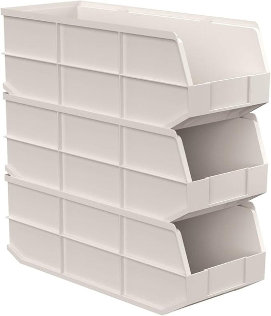 Akro-Mils 30348 1800 Series AkroBin Plastic Stacking Storage Bin, (20-1/2-Inch L x 8-1/4-Inch W x 7-Inch H), Beige, (6-Pack)