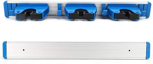 Broom and Mop Holder, Mop Broom Holder Wall Mounted with 3 Sliding Positions, Mop Organizer, Utility Tool Organizer for Home