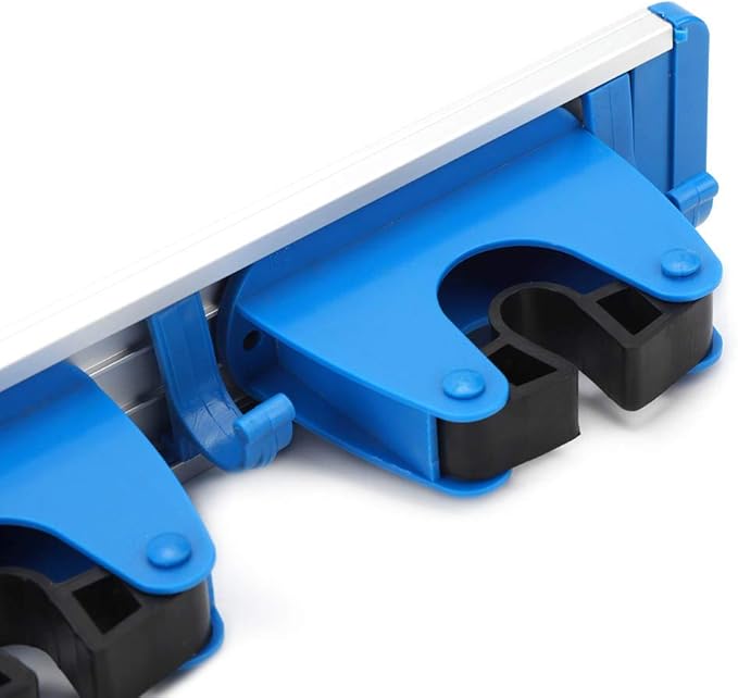 Broom and Mop Holder, Mop Broom Holder Wall Mounted with 3 Sliding Positions, Mop Organizer, Utility Tool Organizer for Home