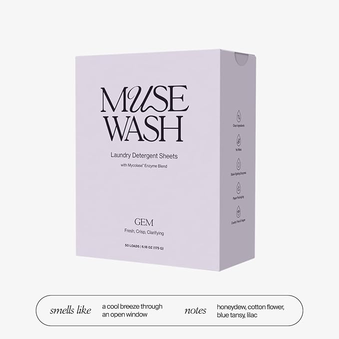 Laundry Detergent Sheets | Enzyme-Powered, Vegan, Paraben-Free | Luxury Scents | Plastic-Free, Eco-Friendly, Travel-Friendly Packaging (50 Loads - 1 Box, GEM)