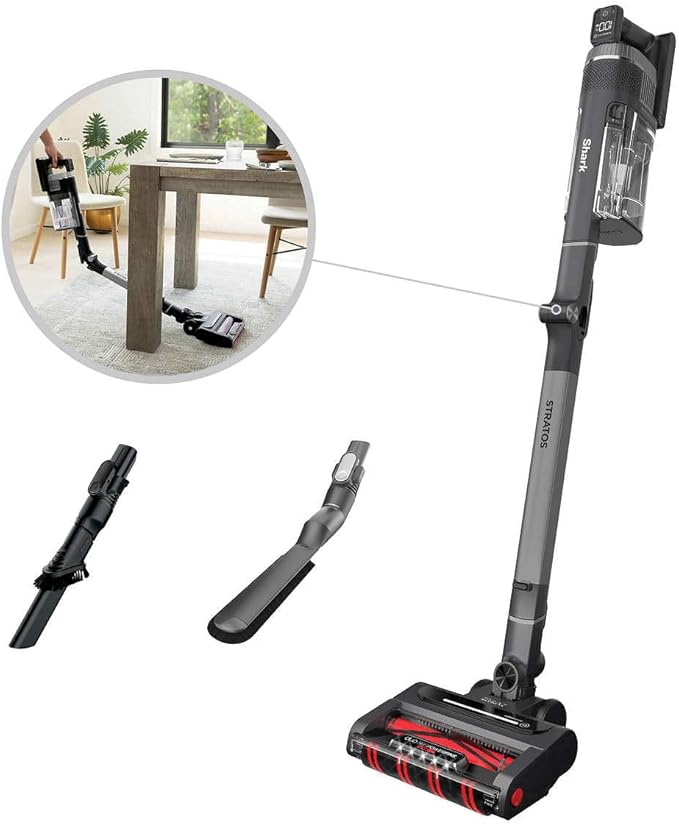 Shark UZ865H Stratos Cordless Vacuum with Clean Sense IQ, DuoClean PowerFins HairPro, Includes Duster Crevice Tool & Anti-Allergen Brush, Up to 50 Minute Runtime, Gray (Renewed)
