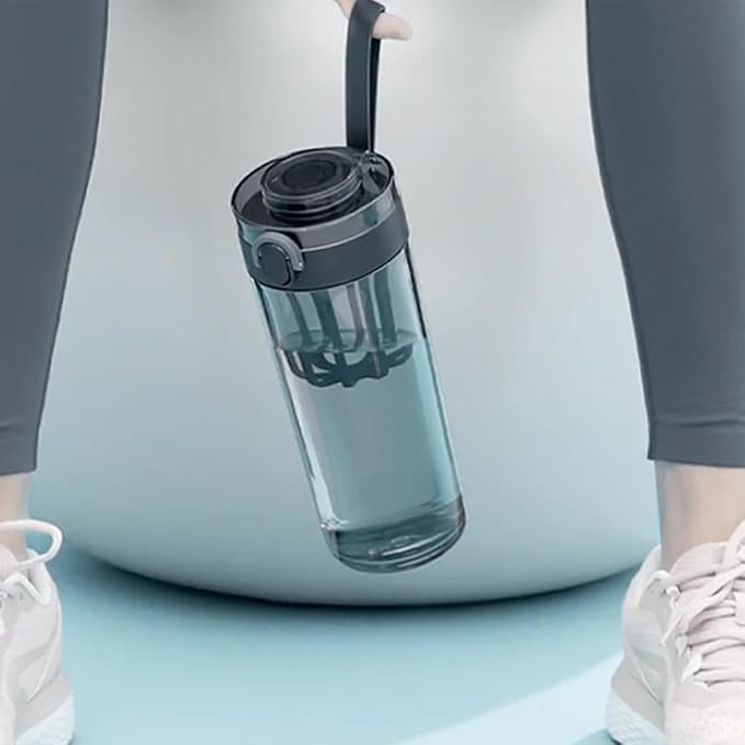 Xiaomi Tritan Water Bottle 600ml, BPA-Free Portable Cup with Tea Strainer & Leak-Proof Lock, One-Hand Operation, for Travel/Sports (Dark Grey)
