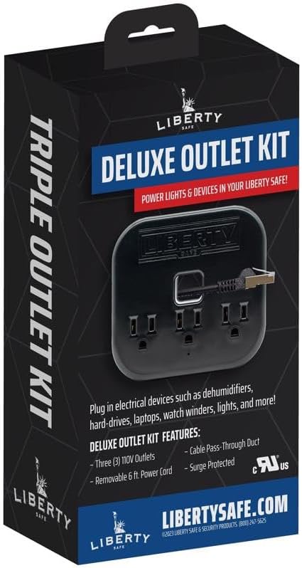 Liberty Safe Power Outlet Kit for Interior Safe Accessories with USB and Ethernet for Dehumidifiers and Lights