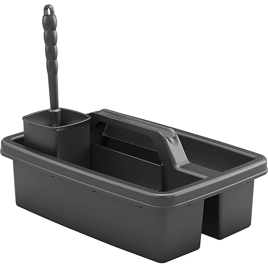 Suncast Commercial Carry Caddy and Toilet Brush Kit with Ergonomic Handle, Increased Depth for Spray Bottles, Removable Toilet Brush Holder, Made in The USA