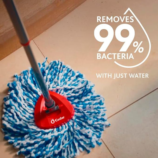 O-Cedar RinseClean Microfiber Spin Mop & Bucket Floor Cleaning System with 4 Extra Mop Head Replacements