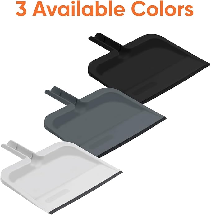 Superio Clip-On Dustpan with Rubber Lip - 10-inch Wide Durable Plastic Dust Pan with Comfort Grip Handle, White, 1-Pack