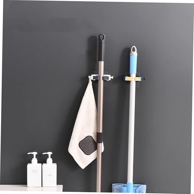 PRETYZOOM 2pcs Mop Broom Holder Wall-mounted Broom Organizer Floor Cleaner for Mopping Mop Bathroom Storage Rack