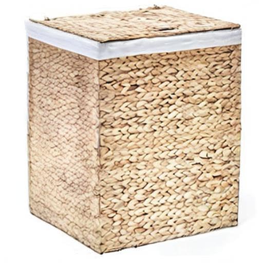 Seville Classics Premium Natural Handwoven Portable Laundry Bin Basket with Carrying Handles, Natural Water Hyacinth, Rectangular, Volume: 2.5 bushels or 3.1 cu. ft, 18.5" W x 12.2" D x 24" H