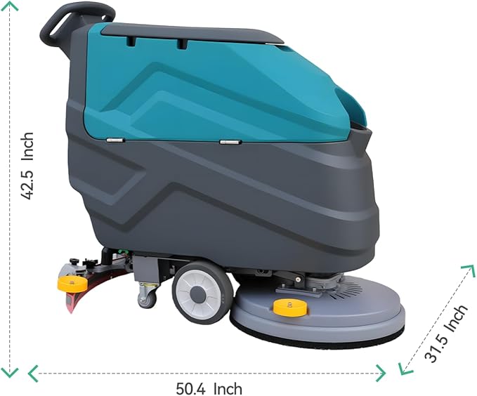 Walk Behind Floor Scrubber Machine, 22" Cleaning Width, 31.5" Suction Width, 18.5-gal Tank, 32000 Sqft/h, Commercial Floor Scrubber for School and Shop, Complete Set of Parts