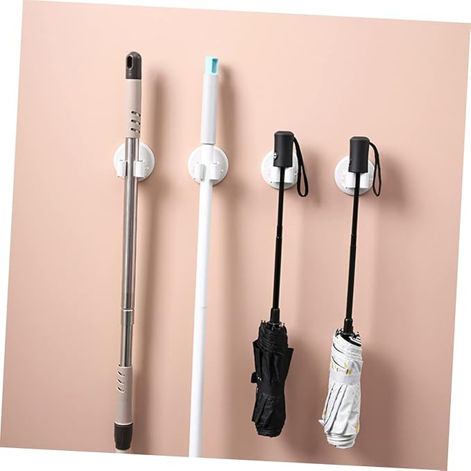 PRETYZOOM 3pcs Mop and Broom Holder Wall-mounted Gripper Clips for Efficient Storage Bathroom Kitchen and Balcony Easy Installation Space-saving