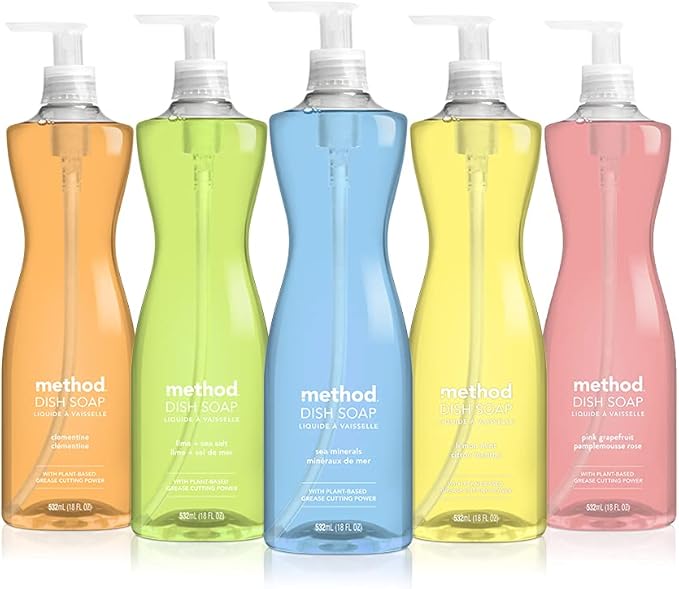 Method Gel Dish Soap , Clementine, Tough on Grease, 18 Fl Oz (Pack of 4)