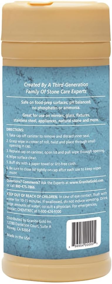 Granite Gold All-Surface Cleaner Household Cleaning For Stainless Steel, Glass, Quartz, Marble Surfaces, 40 Count