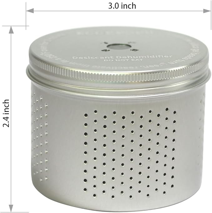 Gun Safe Dehumidifier - Portable Moisture Absorber, 200g Reusable Indicating Silica Gel Desiccant Canister for Gun Cabinets & Safes, Protect 160 Cubic Feet, Aluminum Shell,Silver