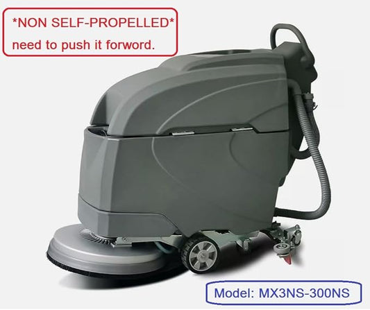 Walk Behind Floor Scrubber Machine *Non SELF-PROPELLED* Need to Push it Forward w/100AH Batteries 14.5 gal Tank, (Model: MX3NS-300NS)