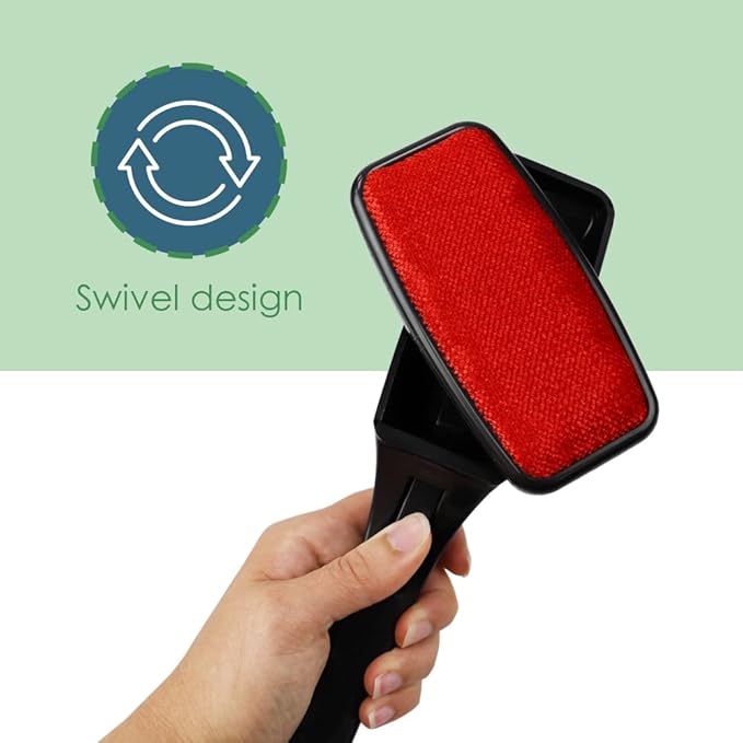 Lint Remover for Pet Hair by Home Basics: Swiveling Lint Brushes for Clothes and Furniture | Plastic Garment Brush (Red)