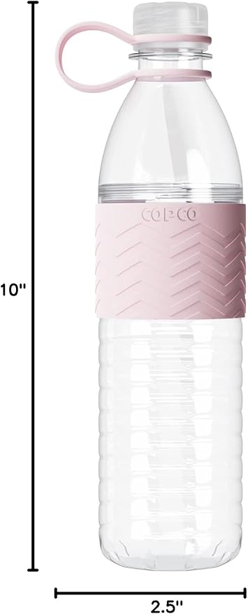 Copco Hydra 20 oz Tritan Water Bottle with Leak-Proof Lid & Textured Grip - BPA-Free, Dishwasher Safe, Easy Twist-Open for Ice & Fruit - Fits Cup Holders, Lightweight, Durable(Pink)