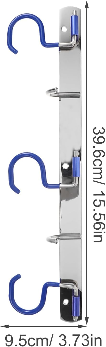 Stainless Steel Mop and Broom Holder Wall-Mounted Utility Hooks with 3 Mop Slots and 2 No-Drill Hooks for Bathroom Towel Storage and Home Organization