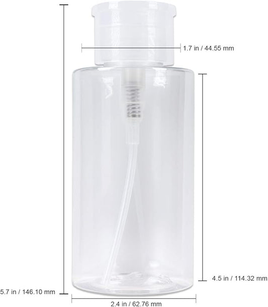 10oz Clear Push Down Pump Dispenser Empty Refillerble Bottle with Flip Top Cap - for Nail Polish, Travel, Cosmetics Packaging