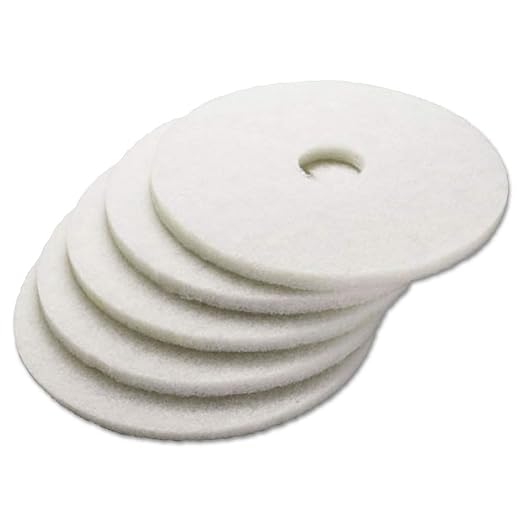 Boardwalk Polishing Floor Pads, 20" Diameter, White, 5/Carton