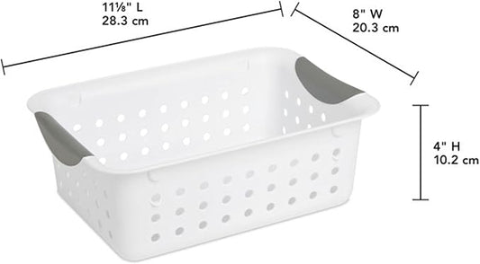 Sterilite 12-Pack Ultra Basket, Open Plastic Bins, Countertop, Cabinet and Closet Organizer, White, Small