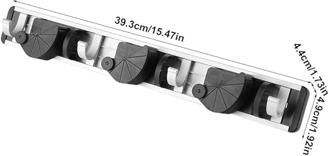 Mop Holder, Mop and Broom Holder, Wall Mounted, Tool Storage, Organizer for Home Use (Three holes and four hangings)