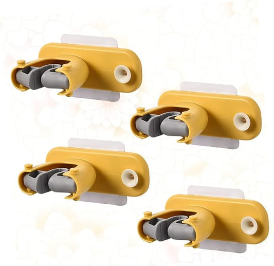4pcs Super-slip Mop Holder Rack Broom Hanger Wall-mounted Mop Holder for Kitchen Bathroom Laundry
