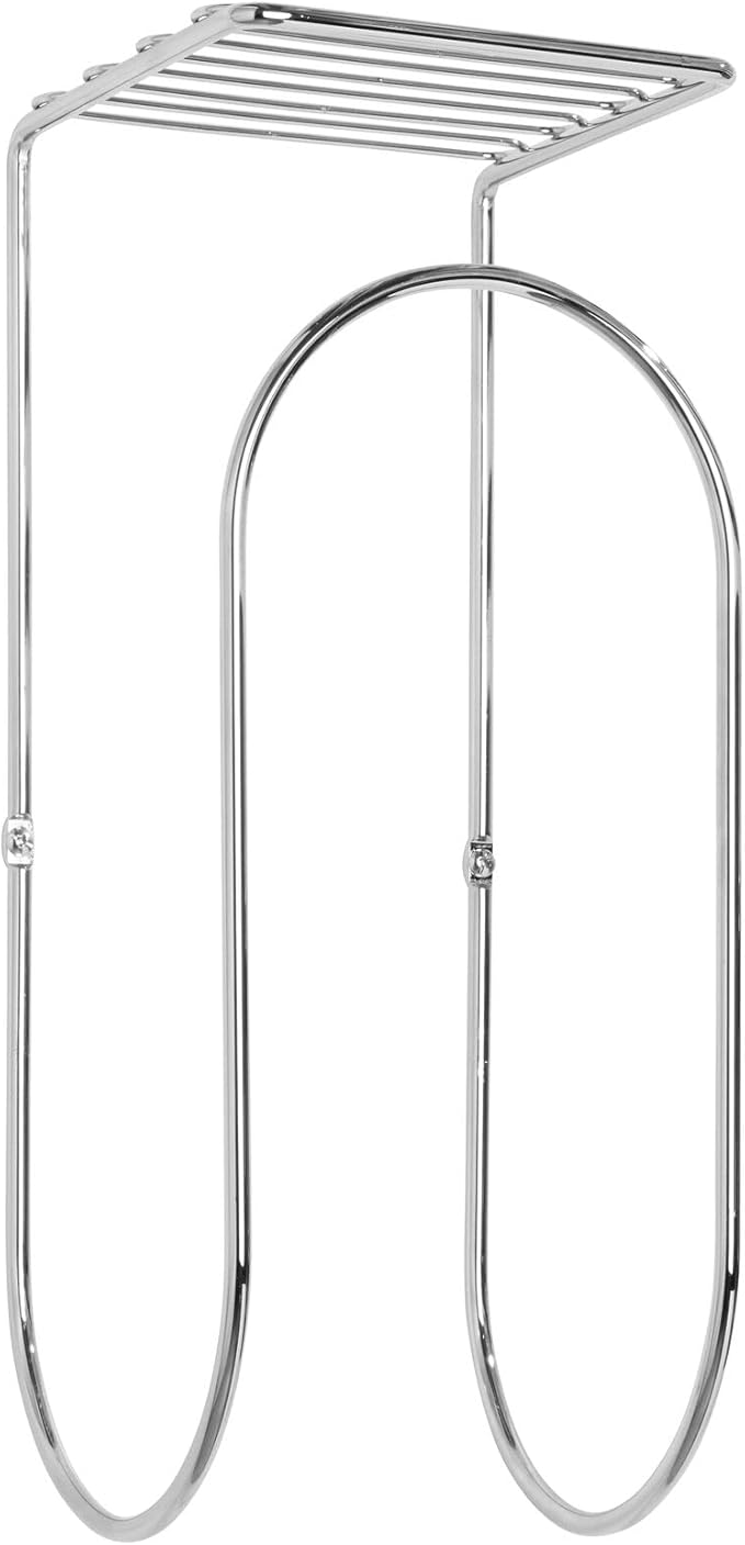 mDesign Modern Metal Wire Wall Mount Towel Rack Holder and Organizer with Storage Shelf - for Bathroom Towels, Washcloths, Hand Towels - Decorative Curved Design - Chrome