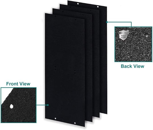Whirlpool 817800 Genuine Charcoal Pre-Filter - Whishield Anti-Microbial Activated Replacement Fit Air Purifier Portable Tower WPT80, Large 4 Pack