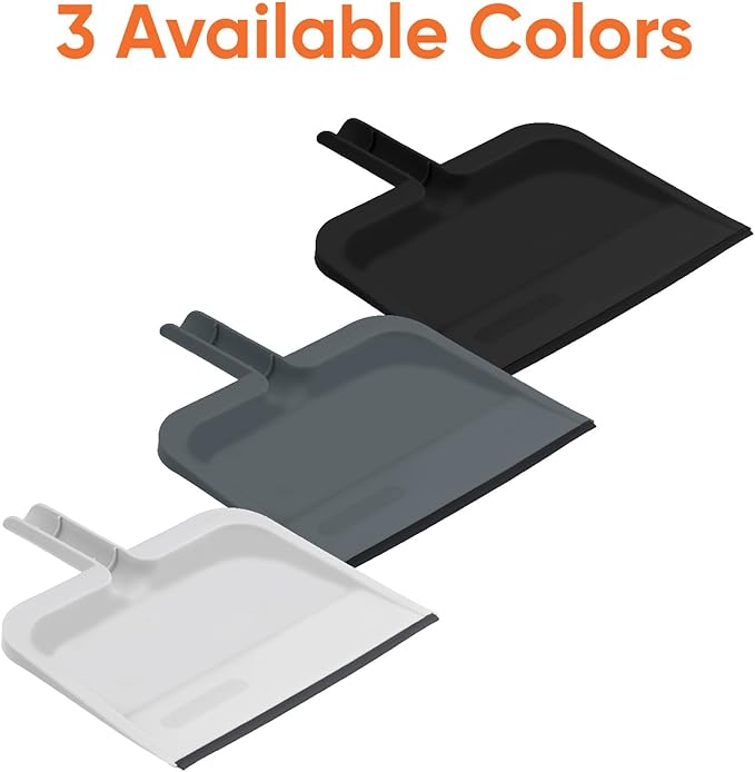 Superio Clip-On Dustpan with Rubber Lip - 10-inch Wide Durable Plastic Dust Pan with Comfort Grip Handle, 2-Pack (Grey)