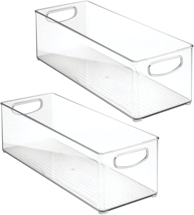 mDesign Household Storage Bin for DVDs, PS4 and Xbox Video Games - Pack of 2, Large, Clear