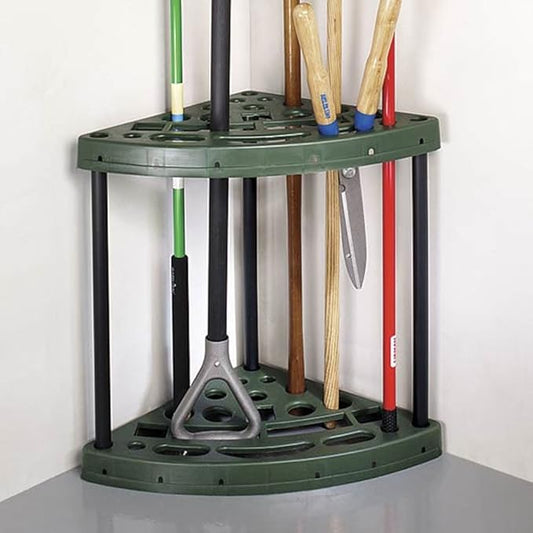 Garden Tool Organizer - Corner Storage Rack that Holds 18 Yard Tools and Broom Holder - Garage Organizers and Storage by Sto-Away
