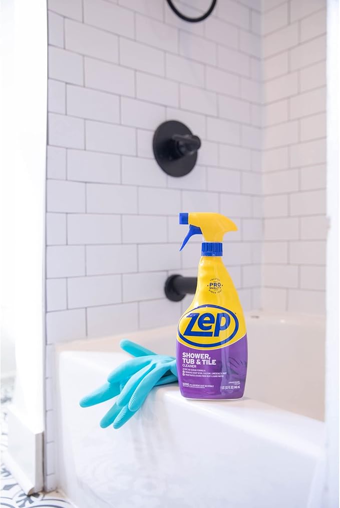 Zep Shower Tub and Tile Cleaner - 32 oz (Case of 12) - ZUSTT32PF - An Acidic, Scrub Free Formula To Dissolve Many Common Water-Related Bathroom Stains